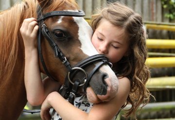 ילדה מחבקת סוס