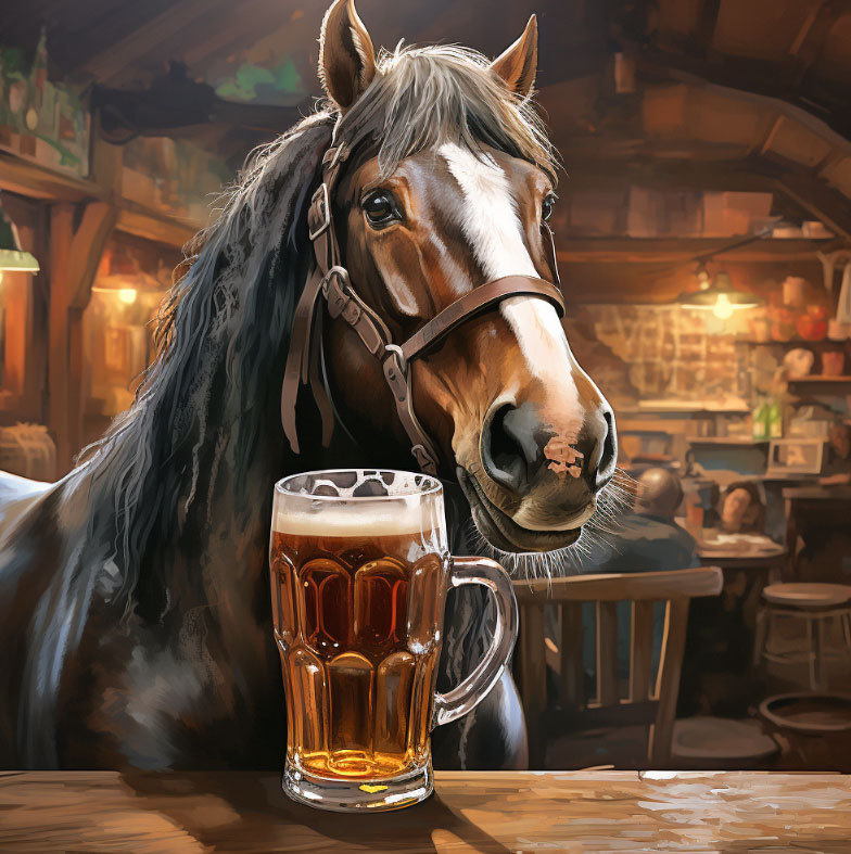סוס שותה בירה